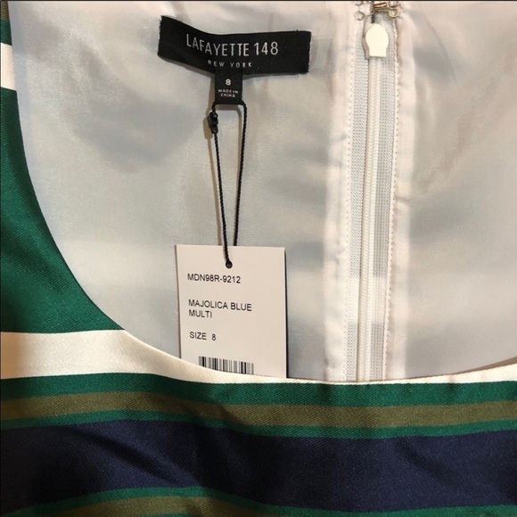 Lafayette 148 New York Multicolor Striped Sleeveless Mini Dress Size 8 - Picture 4 of 5